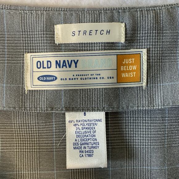 VTG Old‎ Navy Plaid Skirt Sz 8 Gray Light Academia Coquette Soft Girl Lace Trim - Picture 8 of 12